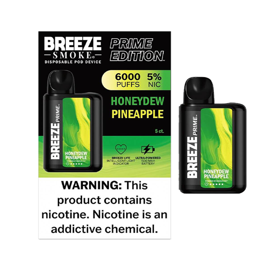 Breeze Smoke Prime Edition Honeydew Pineapple 6000Puff 5% 5Ct