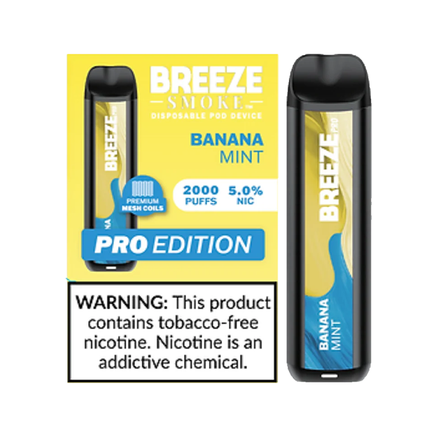 Breeze Smoke Pro Edition Banana Mint 2000Puff 5% 10Ct