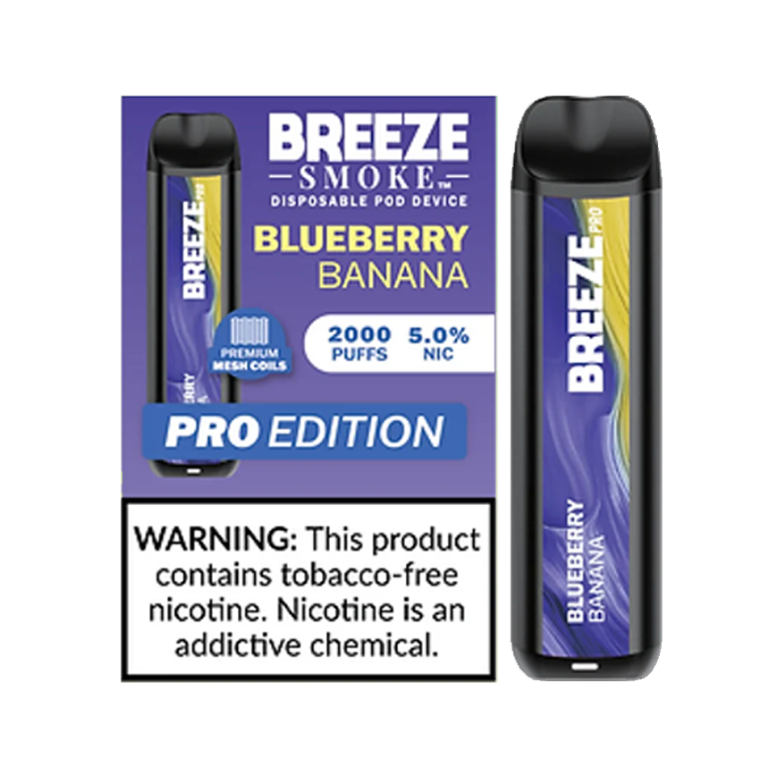 Breeze Smoke Pro Edition Blueberry Banana 2000Puff 5% 10Ct
