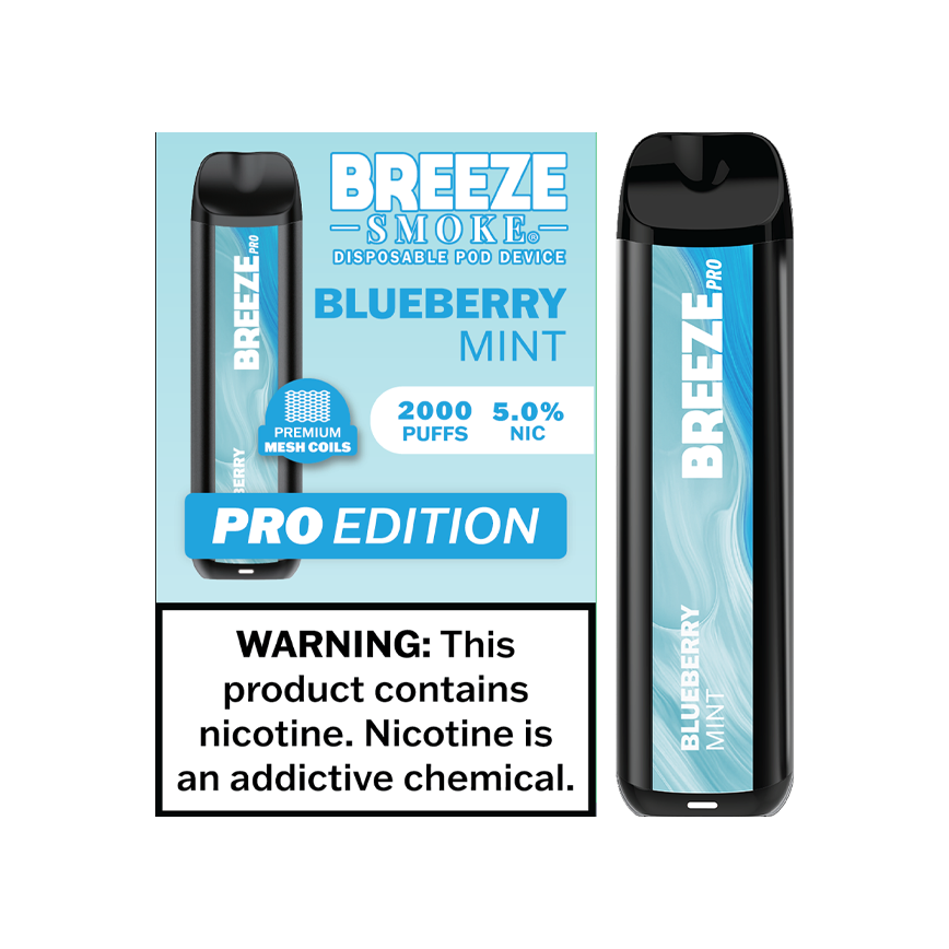 Breeze Smoke Pro Edition Blueberry Mint 2000Puff 5% 10Ct