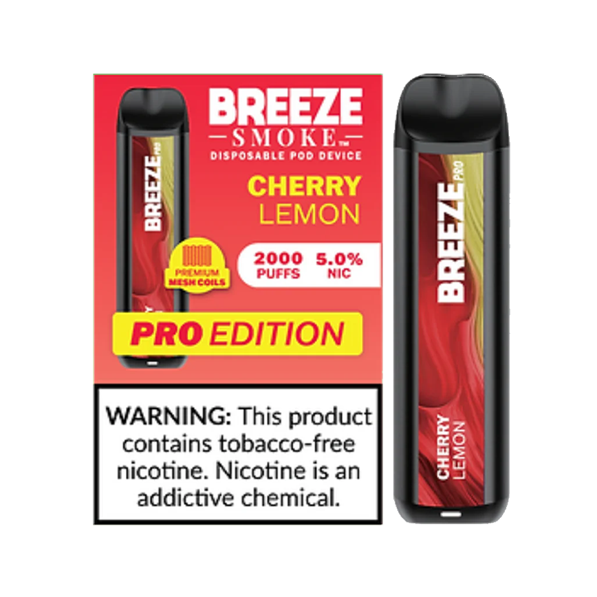 Breeze Smoke Pro Edition Cherry Lemon 2000Puff 5% 10Ct