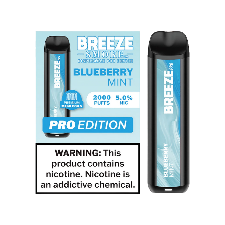 Breeze Smoke Pro Edition Disposable Minty Berry 2000Puff 5% 10Ct