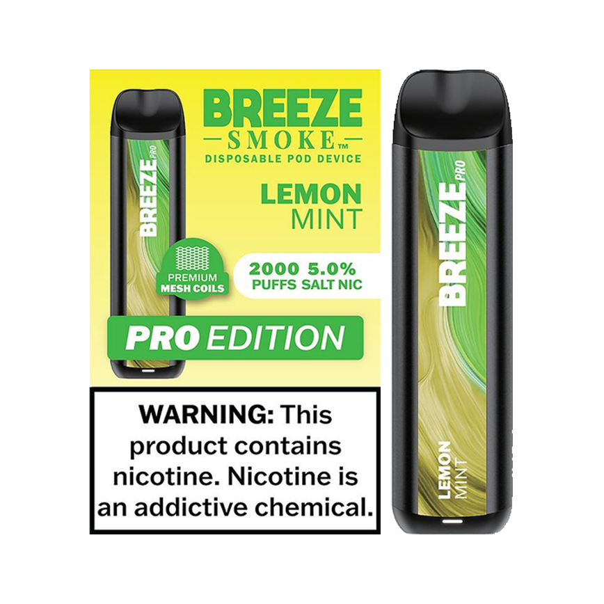 Breeze Smoke Pro Edition Lemon Mint 2000Puff 5% 10Ct