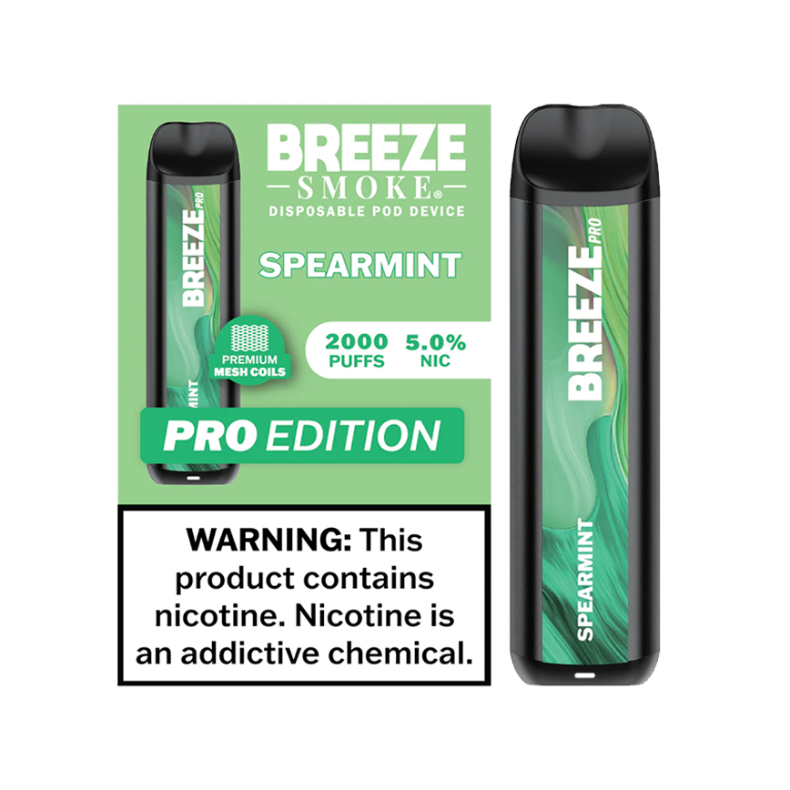Breeze Smoke Pro Edition Spearmint 2000Puff 5% 10Ct