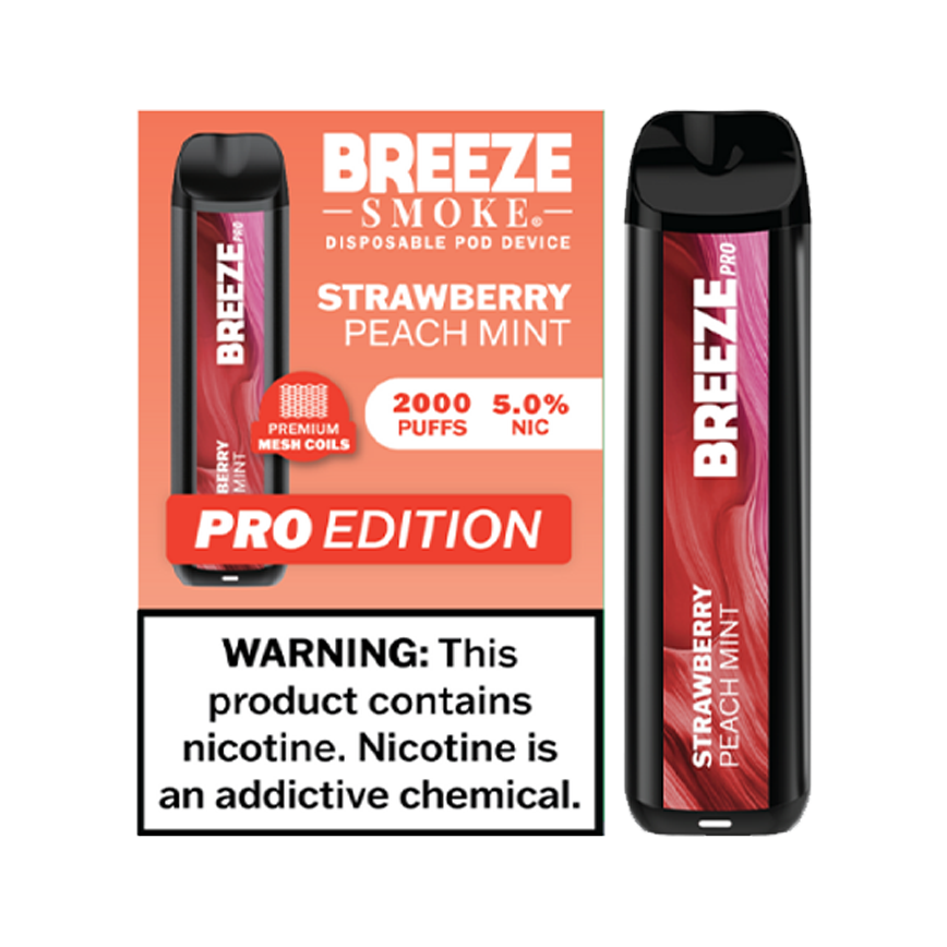 Breeze Smoke Pro Edition Strawberry Peach Mint 2000Puff 5% 10Ct