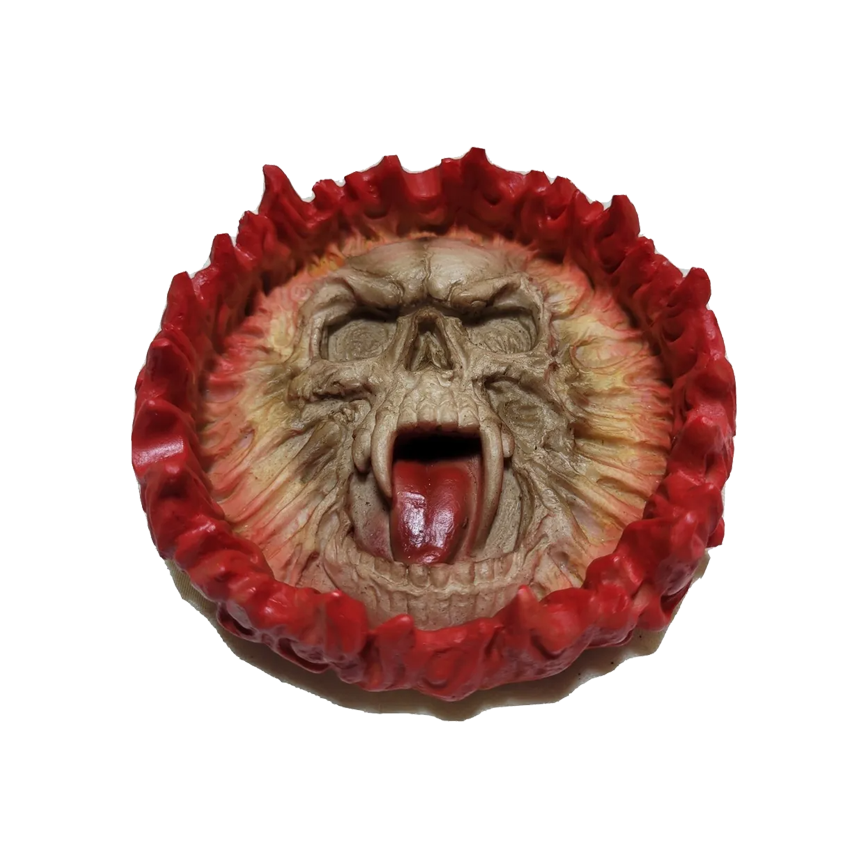 Devil Skull Face Fire Wheel Ashtray