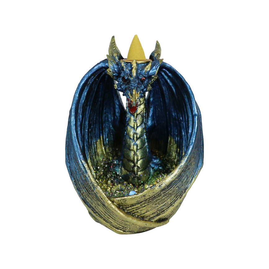 Fujima Blue & Gold Dragon Backflow Cone Burner