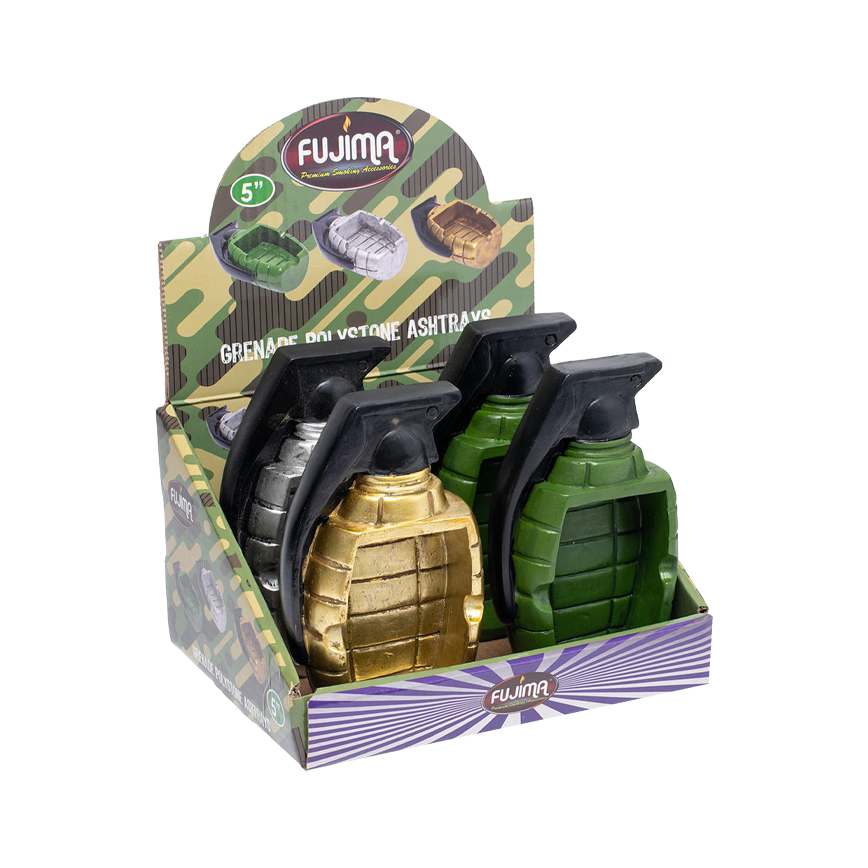 Fujima Grenade Polystone 5 inch Ashtray 4Ct Display