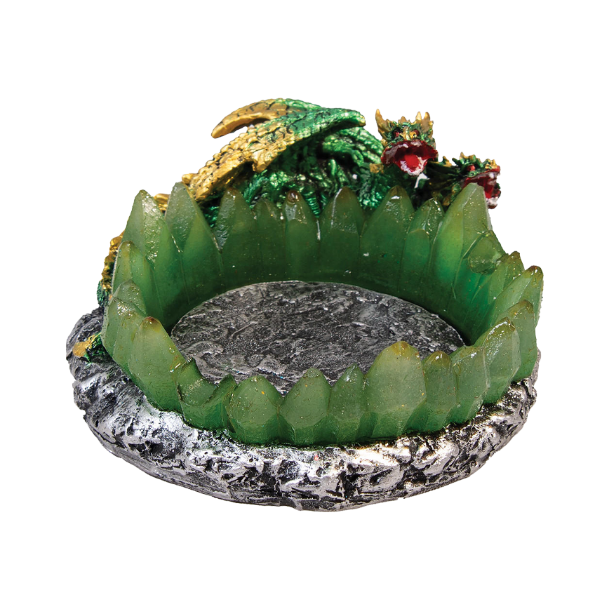 Fujima Poly Stone Green Dragon Ashtray 4 1-2