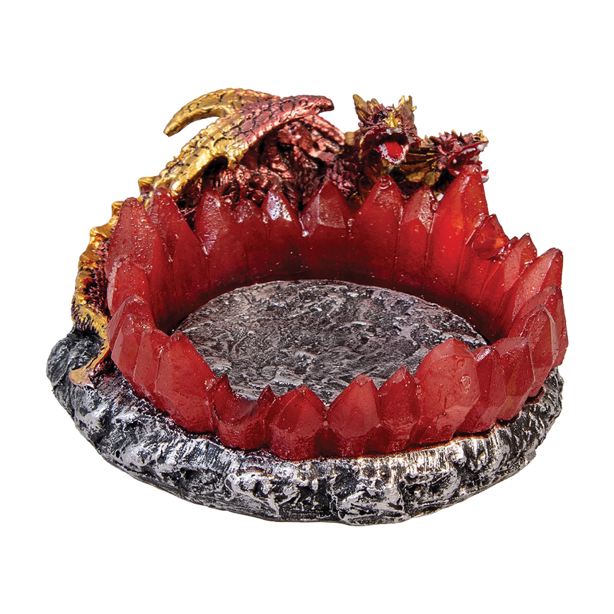 Fujima Poly Stone Red Dragon Ashtray 4 1/2 inch