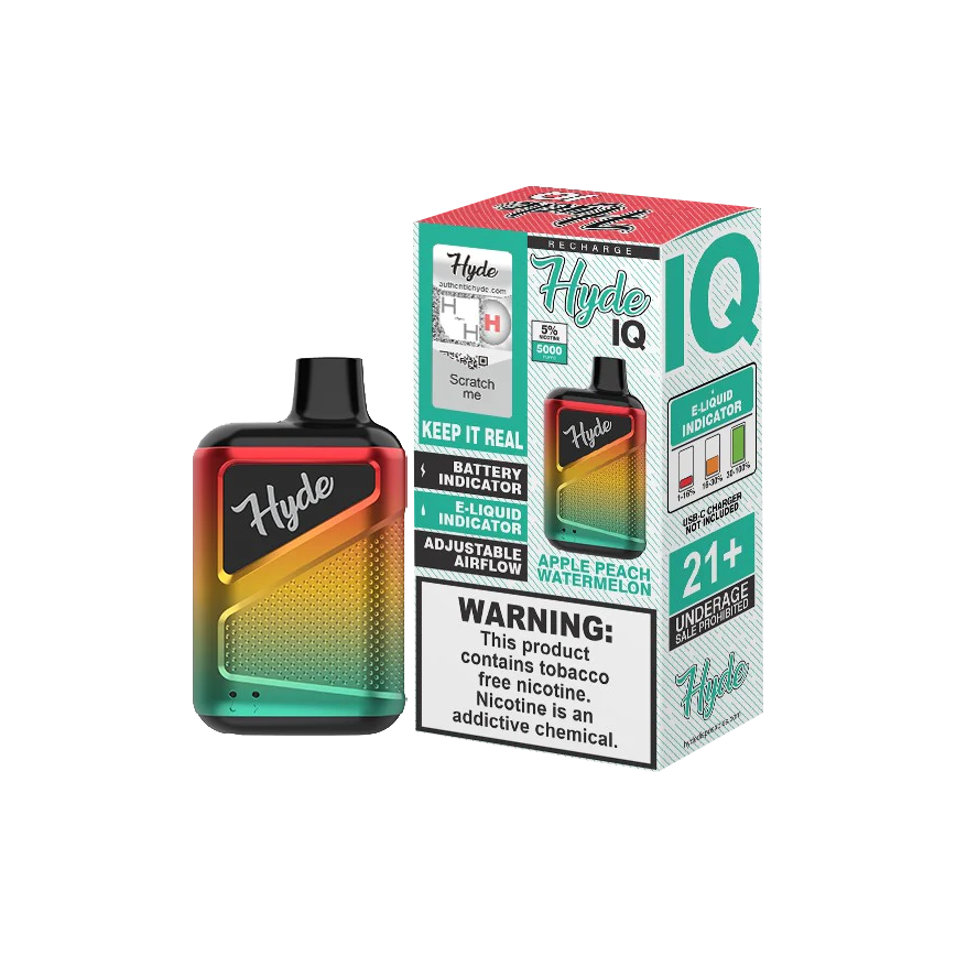 Hyde Iq Disposable Apple Peach Watermellon 5000Puff 5% 10CT