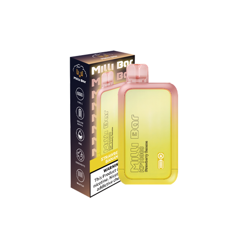 Milli Bar Kp10000 Strawberry Banana 5% 5Ct