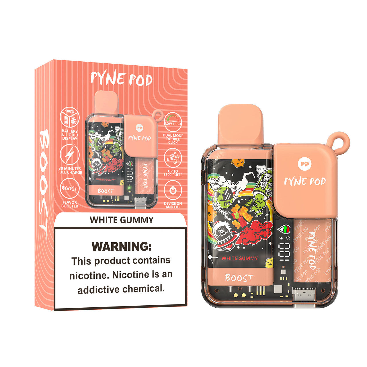 Pyne Pod Disposable White Gummy 8500Puff 5% 5Ct