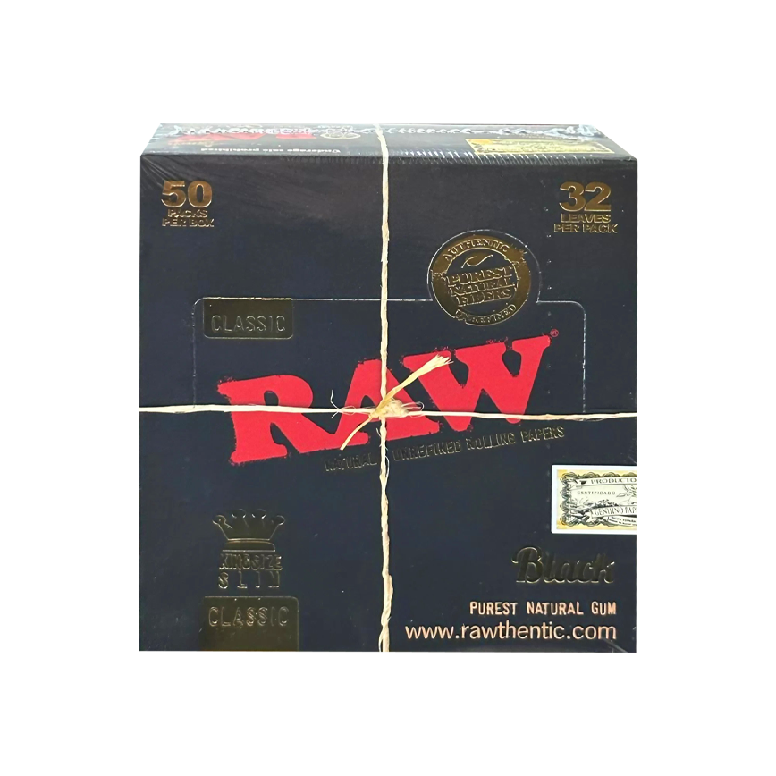 Raw Classic Black Rolling Papers King Size Slim 50Ct