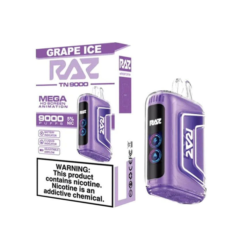 Raz Grape Ice Tn9000Puff 5% 5Ct
