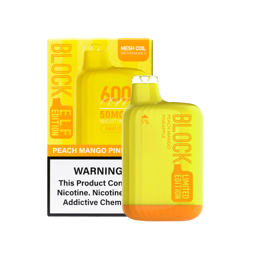Block Elf Peach Mango Pineapple 6000Puff 5% 5Ct