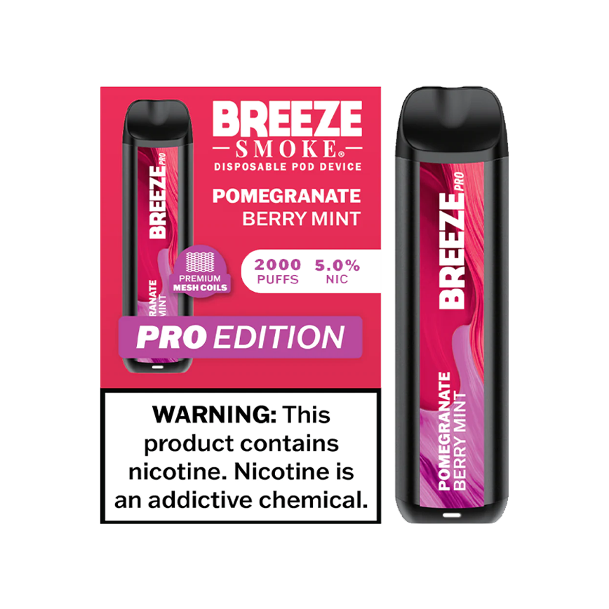 Breeze Smoke Pro Edition Pomegranate Berry Mint 2000Puff 5% 10Ct