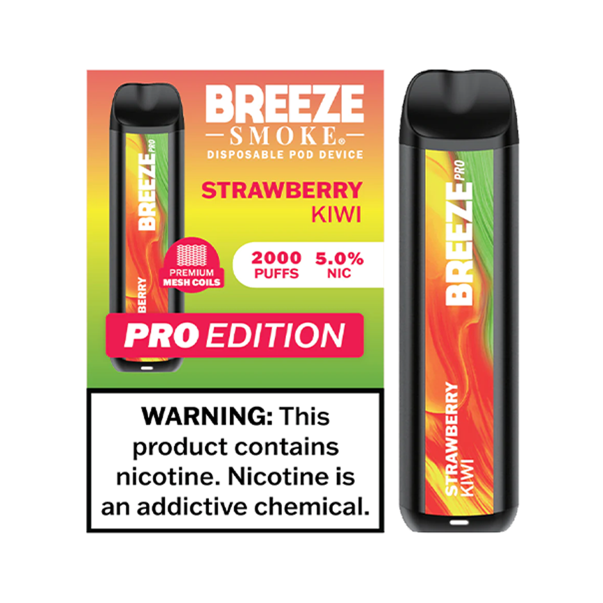 Breeze Smoke Pro Edition Strawberry Kiwi 2000Puff 5% 10Ct