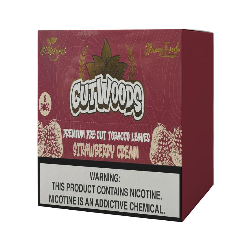 Cutwoods Premium Pre-Cut Tobacco Leaf Strawberry Cream 8Ct