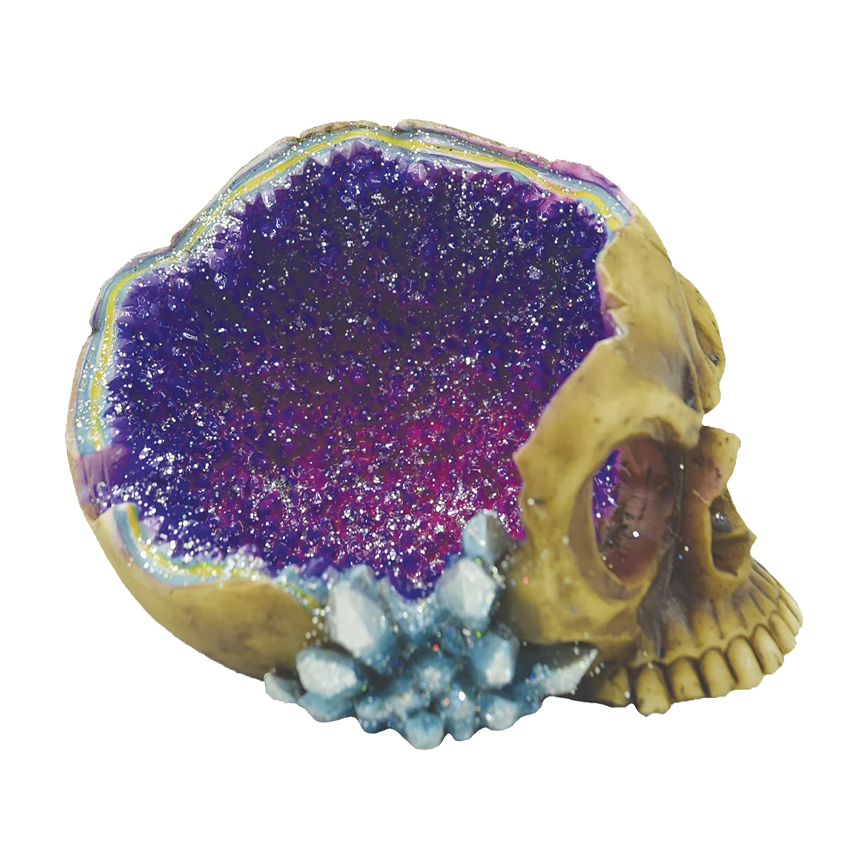 Fujima Poly Stone Half Skull Ashtray 5.9 inch