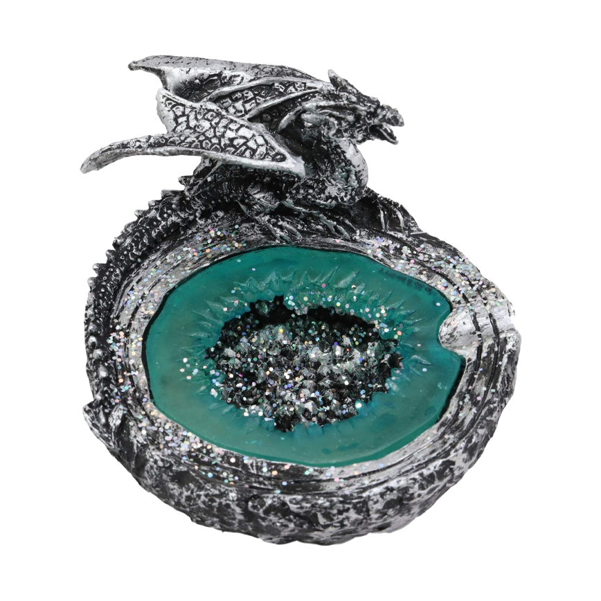 Fujima Poly Stone Turquoise Dragon Ashtray 4 1/4 inch