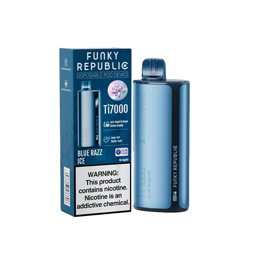 Funky Republic Blue Razz Ice Ti7000Puff 5% 5Ct