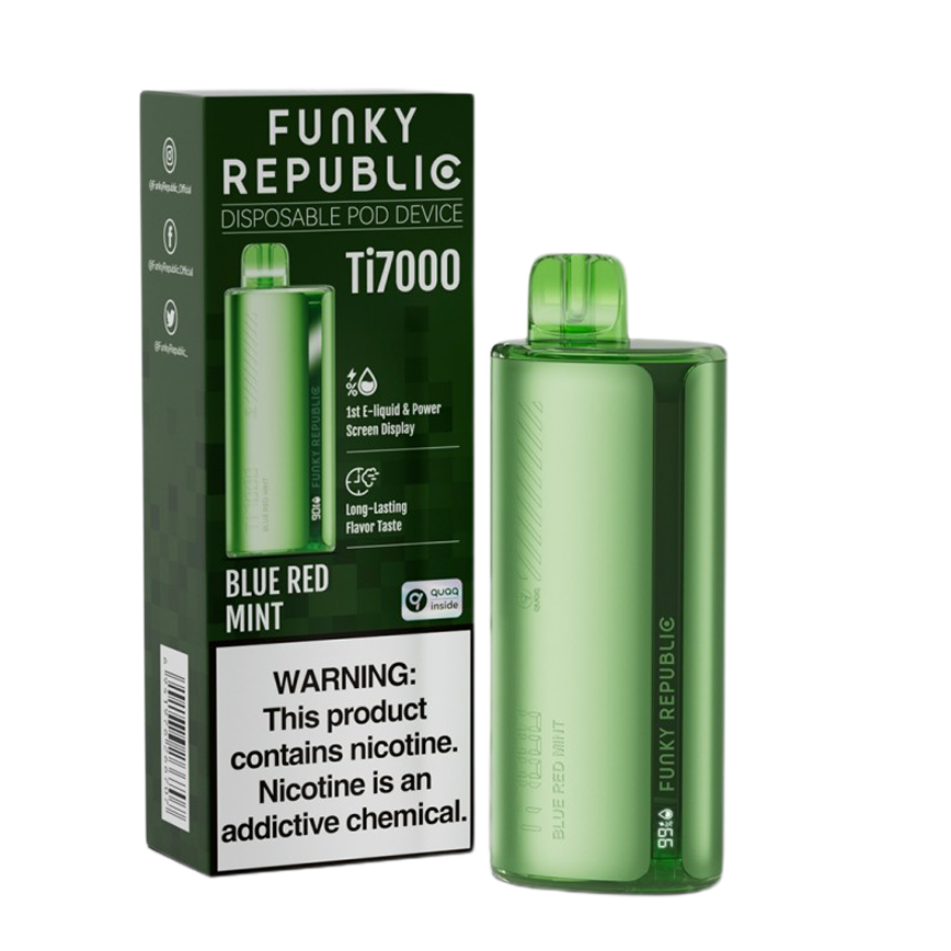 Funky Republic Blue Red Mint Ti7000Puff 5% 5Ct
