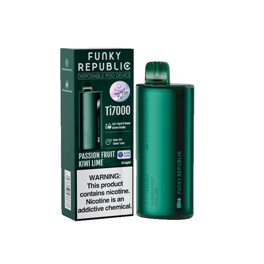 Funky Republic Passion Fruit Kiwi Lime Ti7000Puff 5% 5Ct