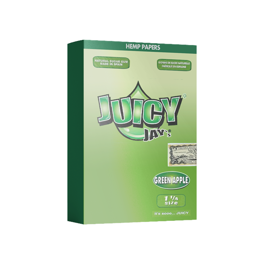 Juicy Jay'S Flavored Hemp Paper Green Apple 1 1/4 Size 24Ct