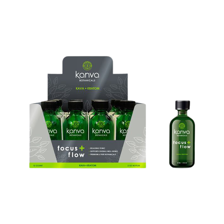Kanva Botanicals (Kava + Kratom)  Focus & Flow 2Oz Per Bottle 12Ct