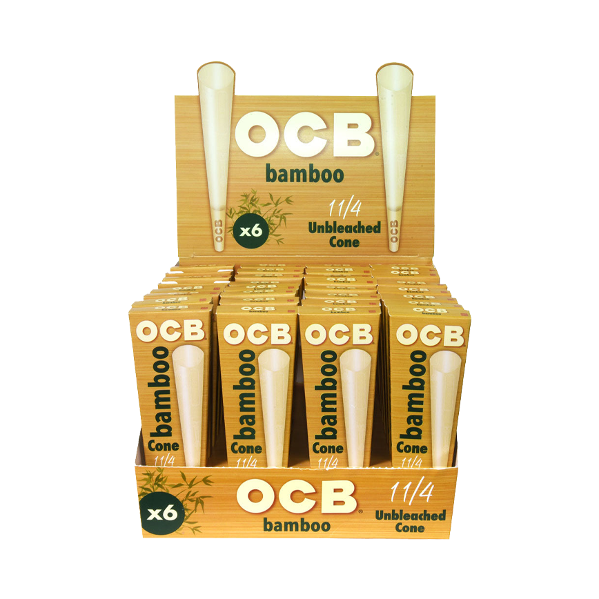 OCB Bamboo Unbleached Cone 1 1/4 Size 32X6Ct