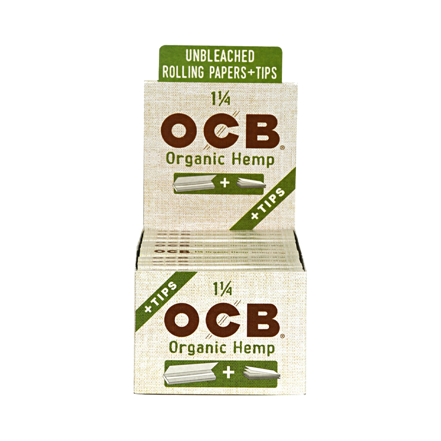 OCB Organic Hemp Unbleached Rolling Papers +Tips 1 1/4Size 24Ct