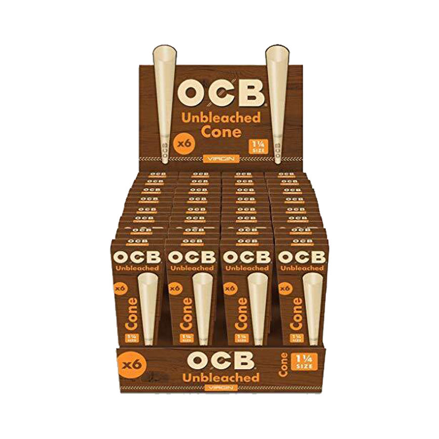 OCB Virgin Unbleached Cone 1 1/4 Size 32X6