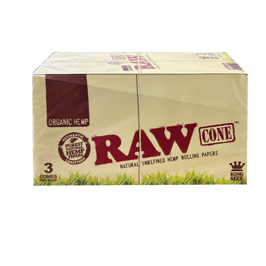 Raw Oraganic Hemp Cone  Unrefined Hemp Rolling Paper King Size 3 Cones Per Pack 32Ct