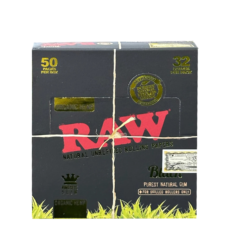 Raw Organic Hemp Black Unrefined Rolling Papers Kingsize Slim 50Ct
