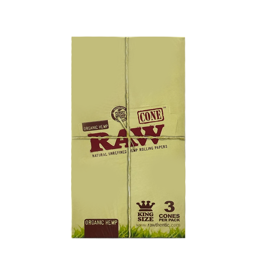 Raw Organic Hemp Cone Unrefined Hemp Rolling Paper King Size 3Cones Per Pack