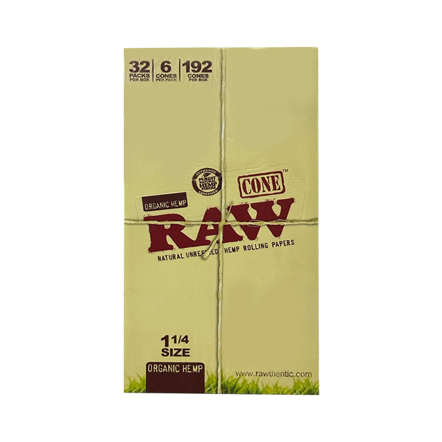 Raw Organic Hemp Cones Unrefined Hemp Rolling Papers 1 1/4 Size 32Ct