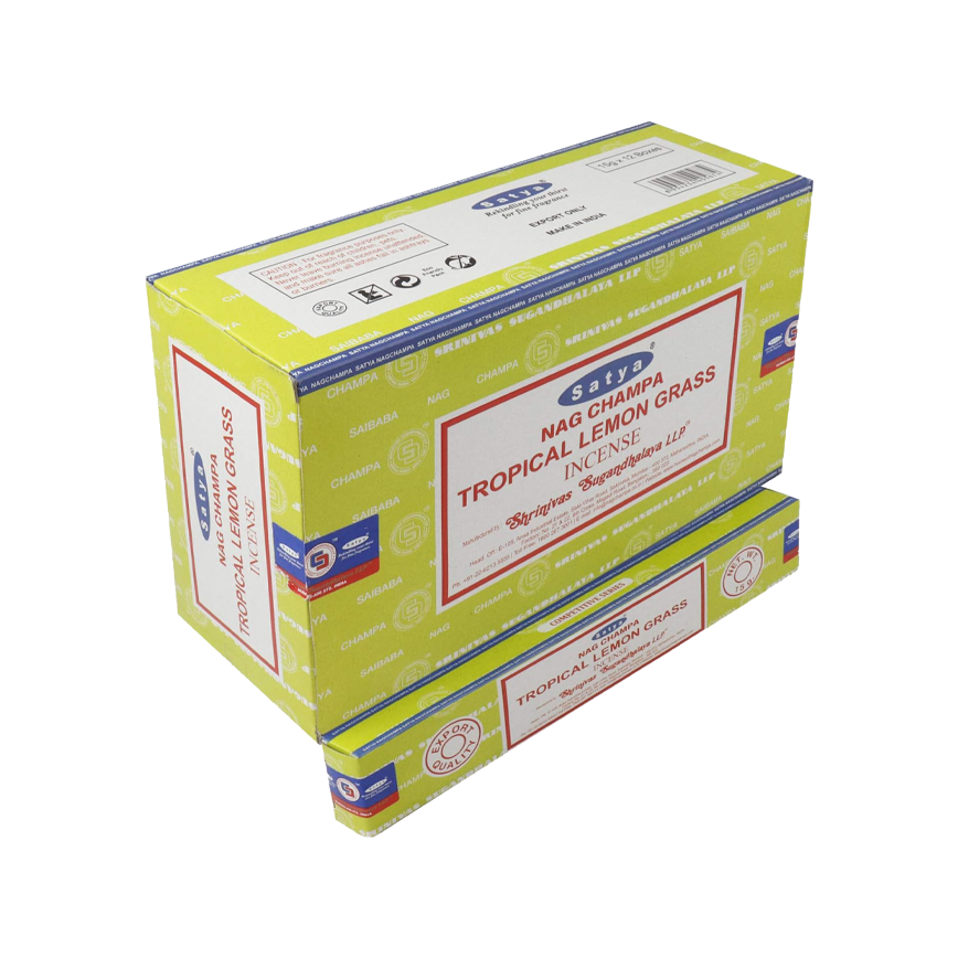 Satya Nag Champa Tropical Lemon Grass Incense Stick 12Ct