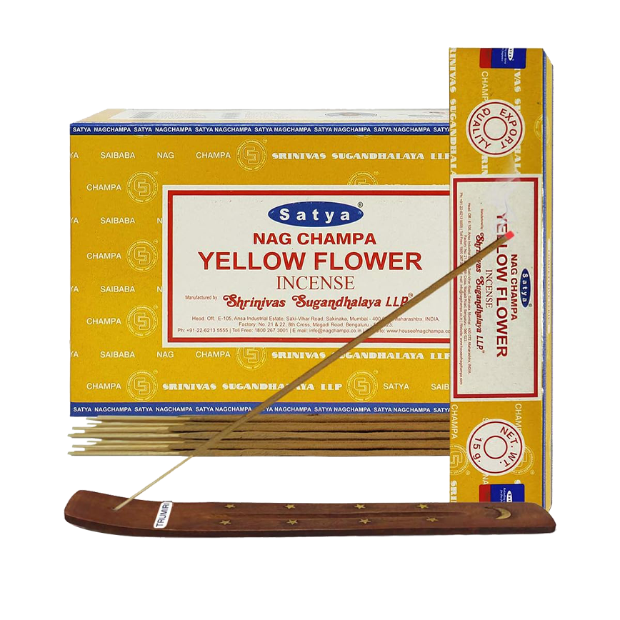 Satya Nag Champa Yellow Flower Incense Stick 12Ct