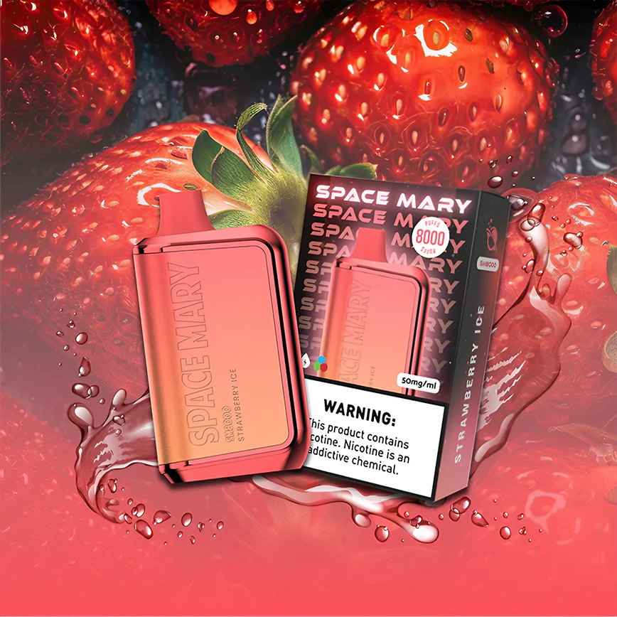 Space Mary Disposable Strawberry Ice  8000Puff 50Mg/Ml 10Ct